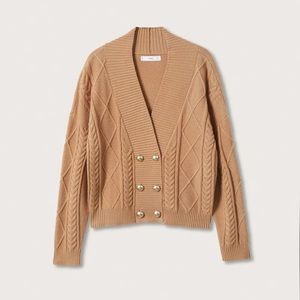 Mango NWT Button Knit Braided Cardigan size L